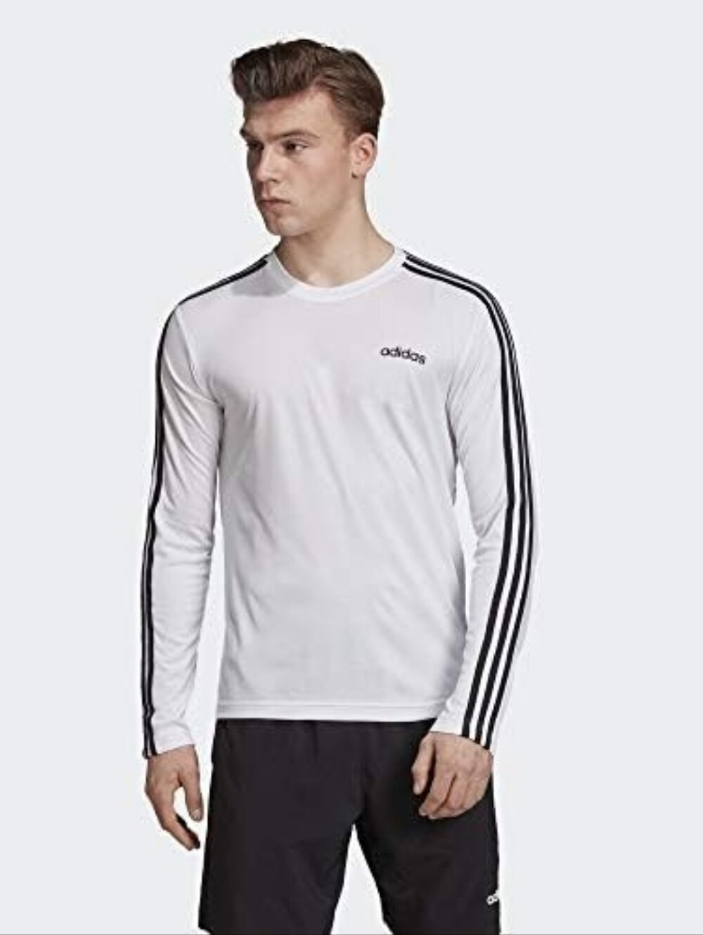 adidas Men's Mens Designed To Move Clima 3S Longsleeve T-Shirt, White Size Large
